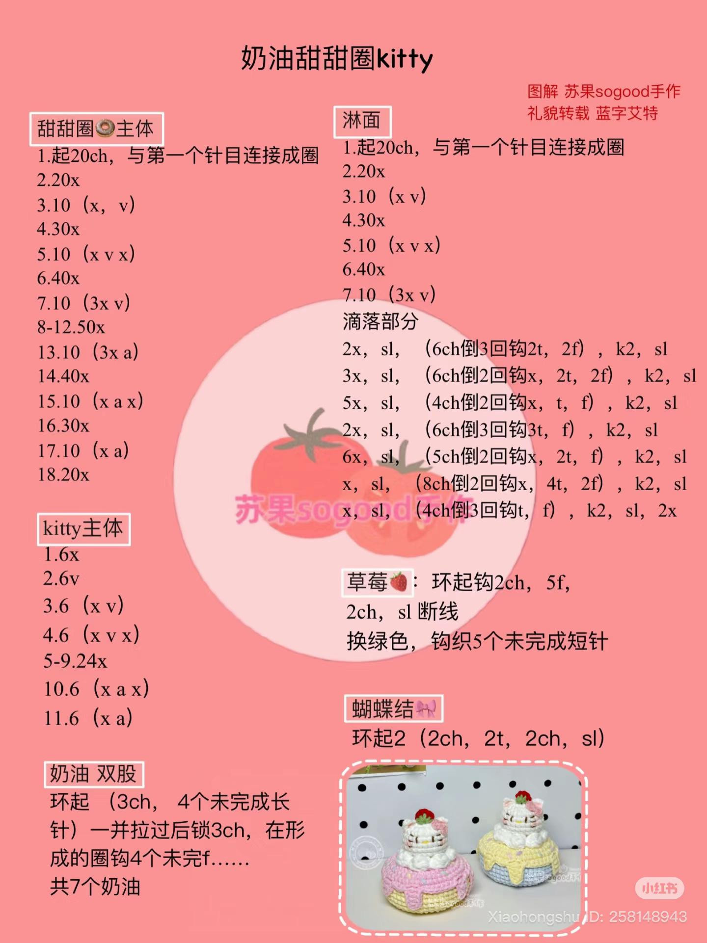 Crochet Chart: Creamy Donut Kitty Doll Pattern