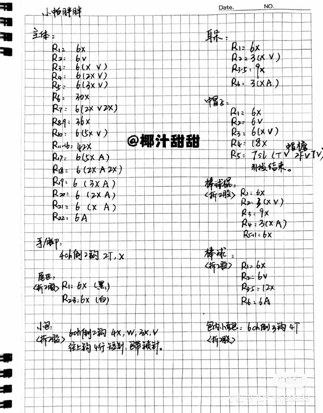 Crochet Chart: Cute Chubby Pochacco Amigurumi with Balloon and Rice Bowl Pattern