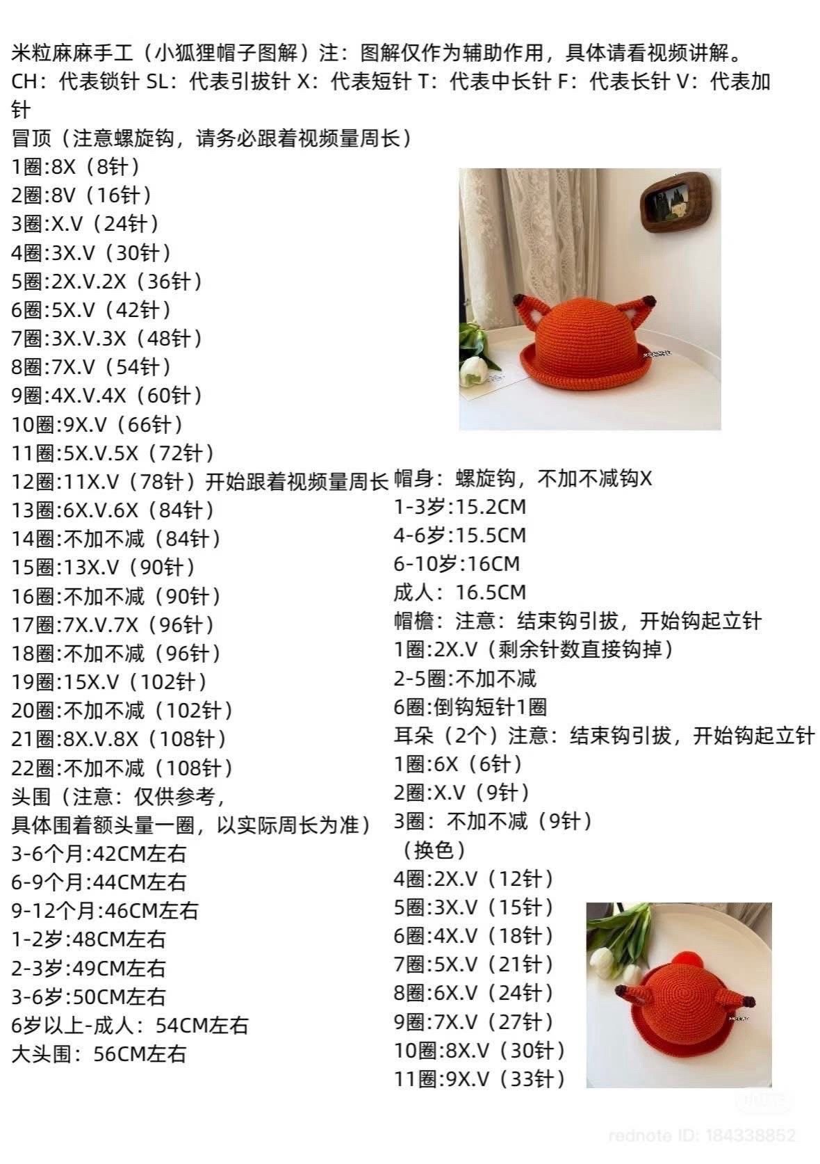 Crochet Chart: Cute Fox and Bunny Ears Hats