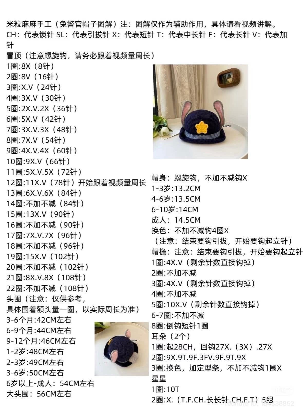 Crochet Chart: Cute Fox and Bunny Ears Hats