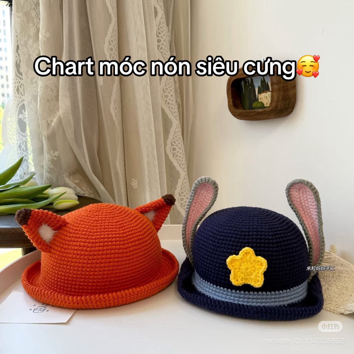 Crochet Chart: Cute Fox and Bunny Ears Hats