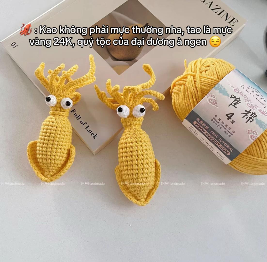 Crochet Chart: Cute Golden Squid Amigurumi Pattern