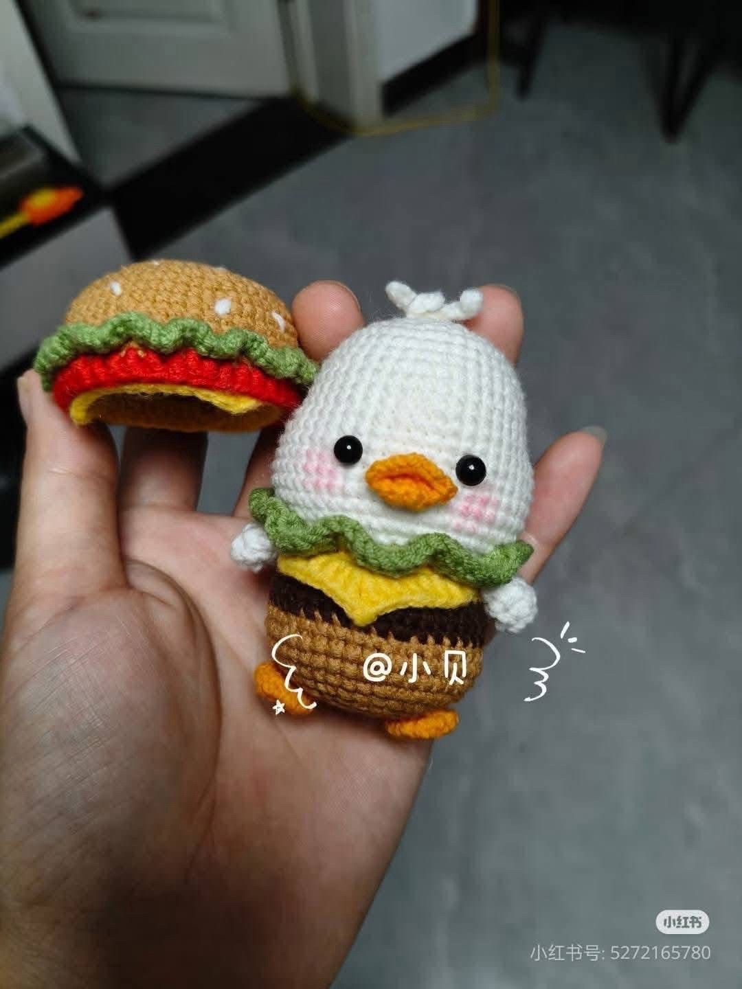 Crochet Chart: Cute Headphone Duck & Burger Duck Amigurumi Patterns
