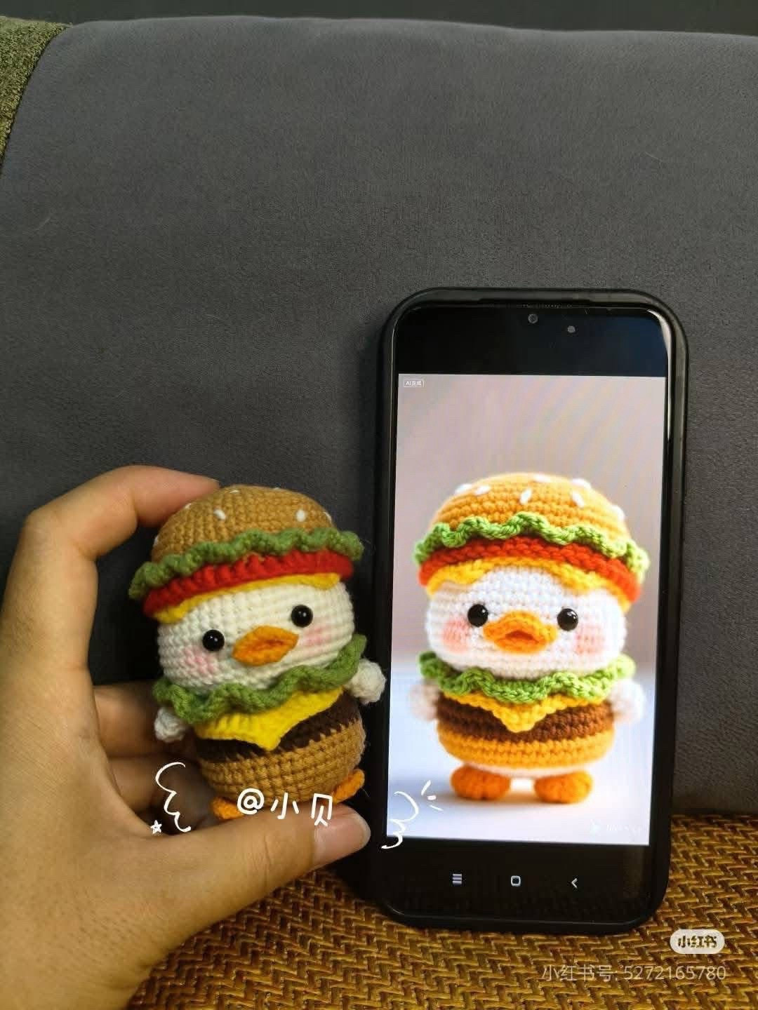 Crochet Chart: Cute Headphone Duck & Burger Duck Amigurumi Patterns