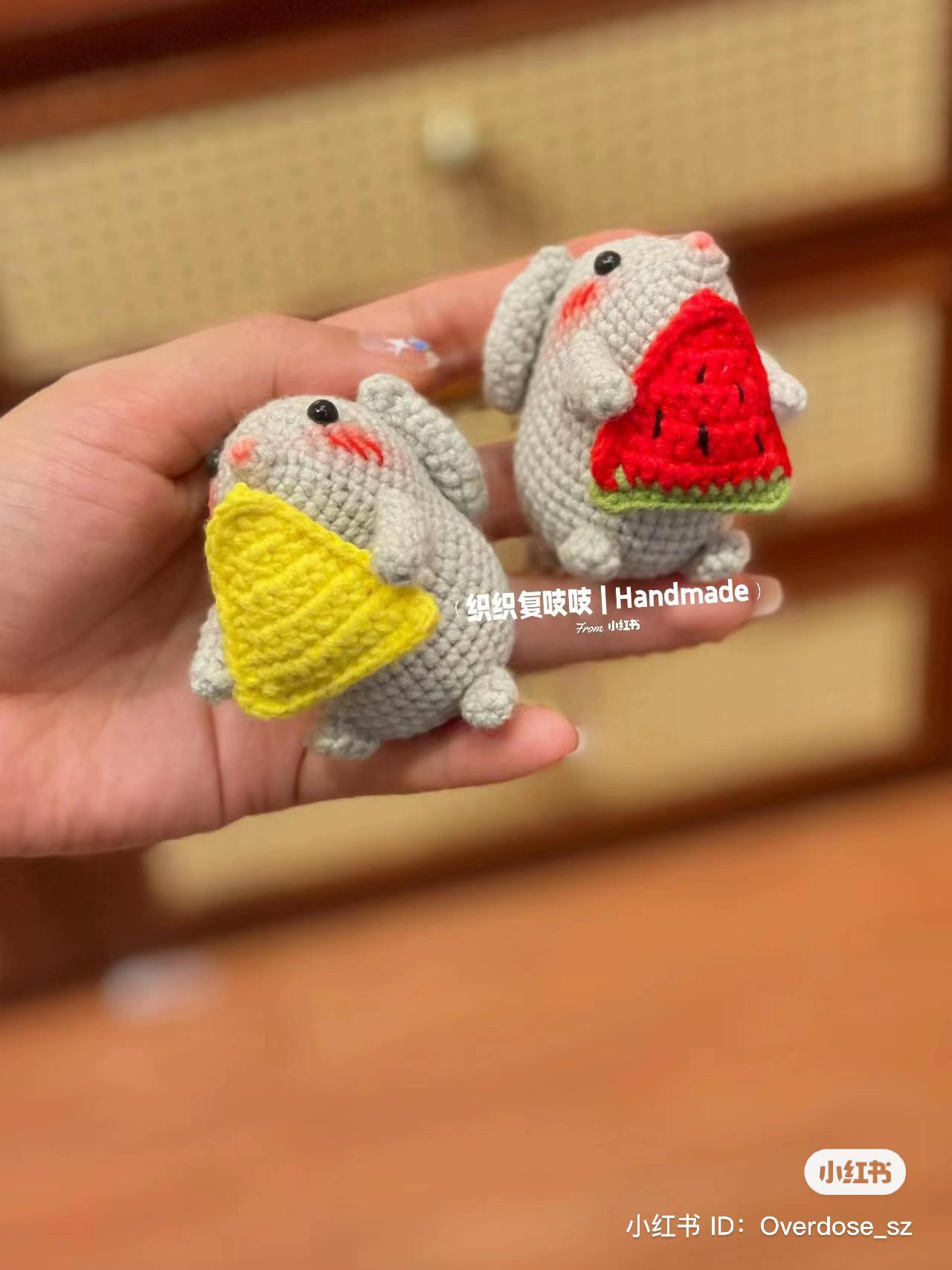 Crochet Chart: Cute Mouse with Corn and Watermelon Amigurumi Pattern