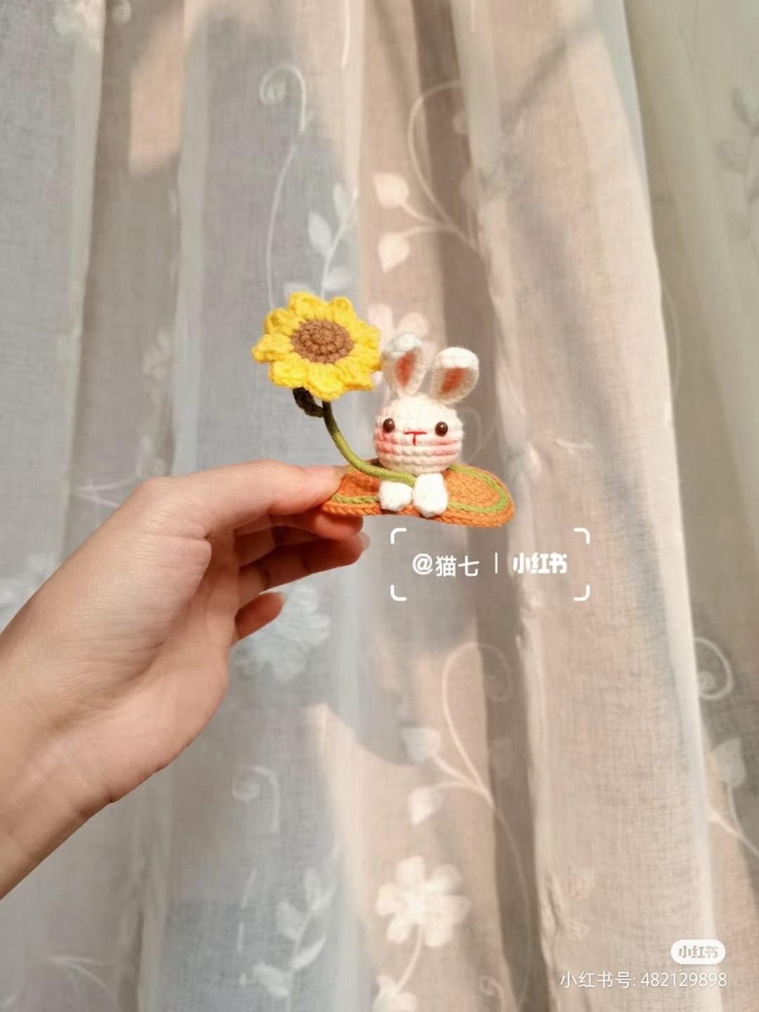 Crochet Chart: Cute Rabbit with Strawberry, Sunflower and Tulip Accessories