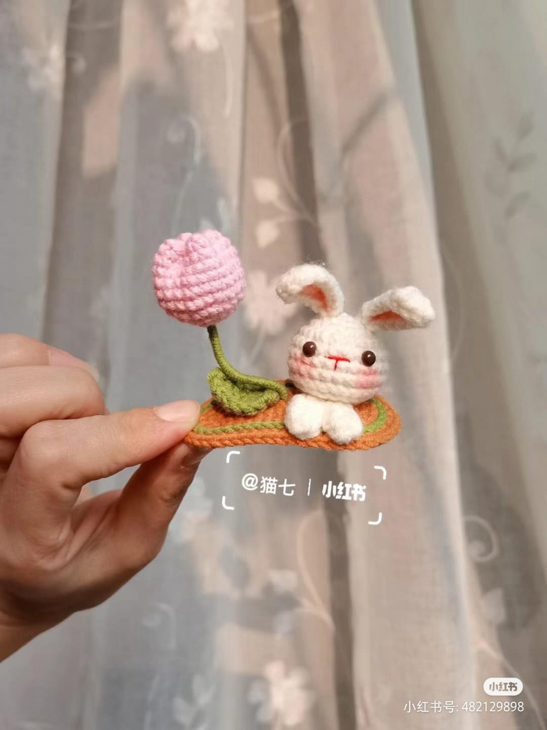 Crochet Chart: Cute Rabbit with Strawberry, Sunflower and Tulip Accessories