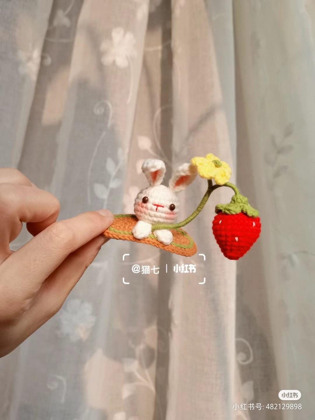 Crochet Chart: Cute Rabbit with Strawberry, Sunflower and Tulip Accessories