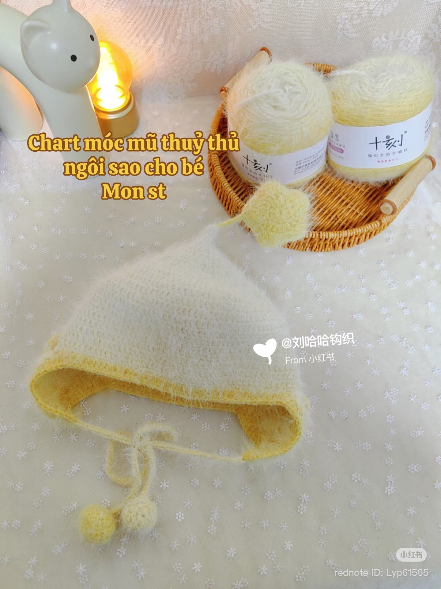 Crochet chart for baby star earflap hat