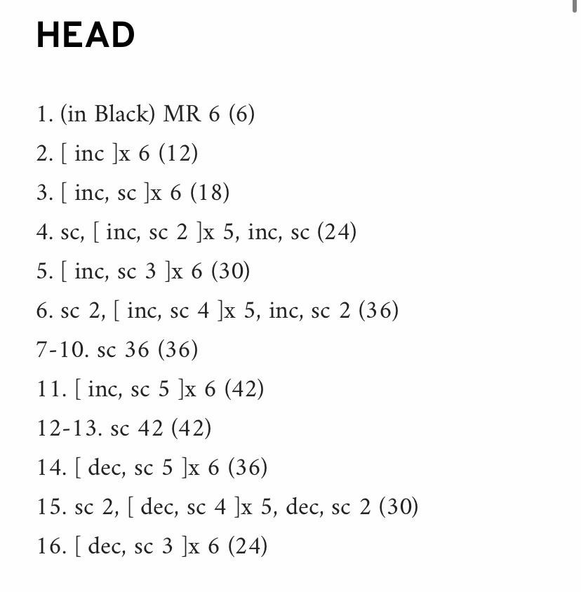 Crochet Chart for Black and Yellow Pikachu Amigurumi Doll
