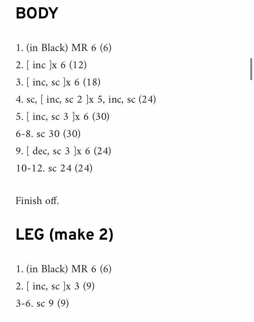 Crochet Chart for Black and Yellow Pikachu Amigurumi Doll