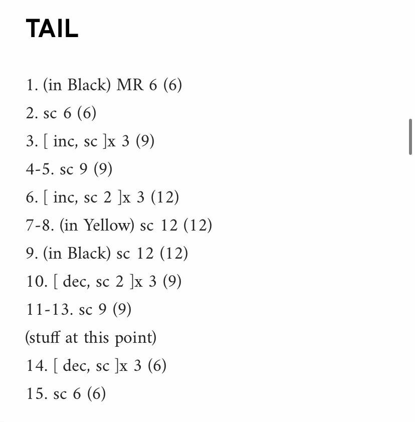 Crochet Chart for Black and Yellow Pikachu Amigurumi Doll