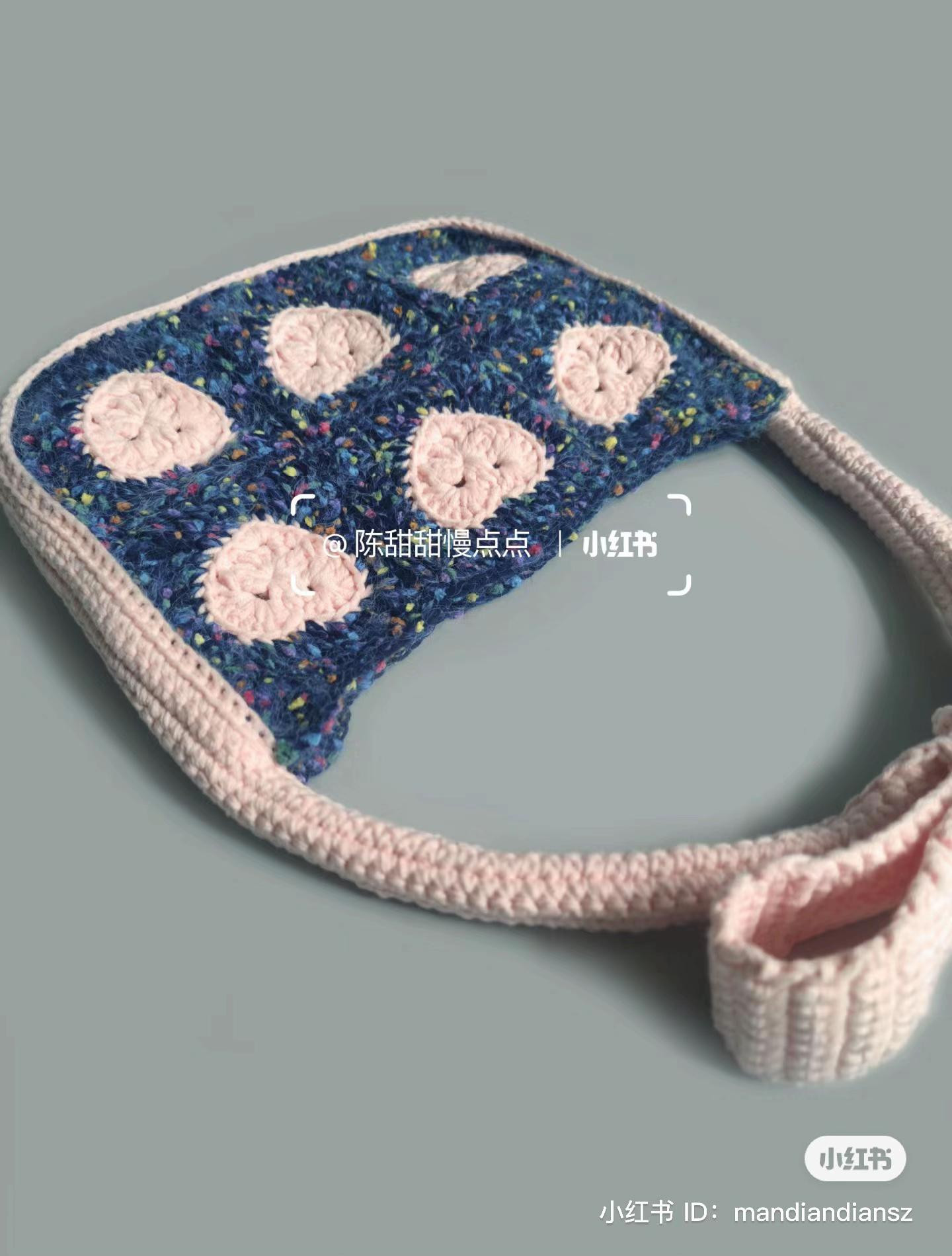 Crochet Chart for Blue and Pink Heart Pattern Bag