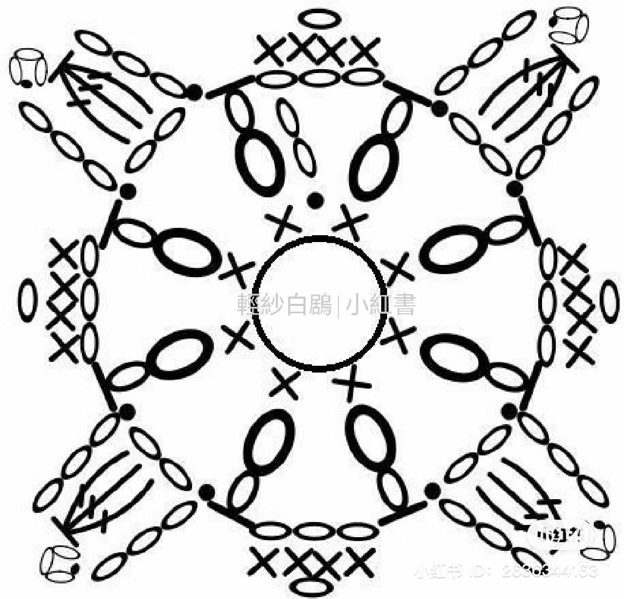 Crochet Chart for Blue Floral Mesh Bag Pattern