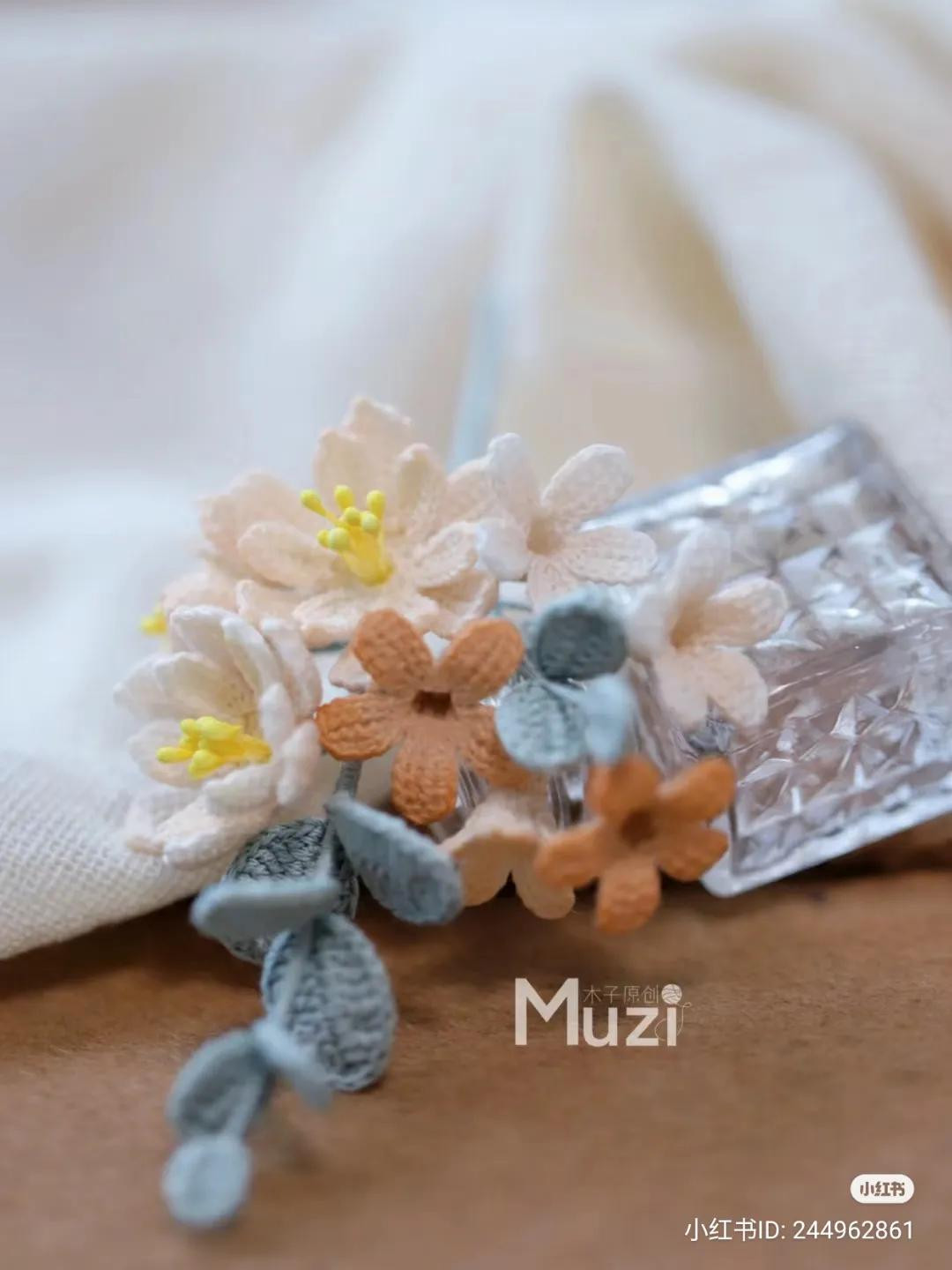 Crochet Chart for Champagne Color Bouquet with Leaves