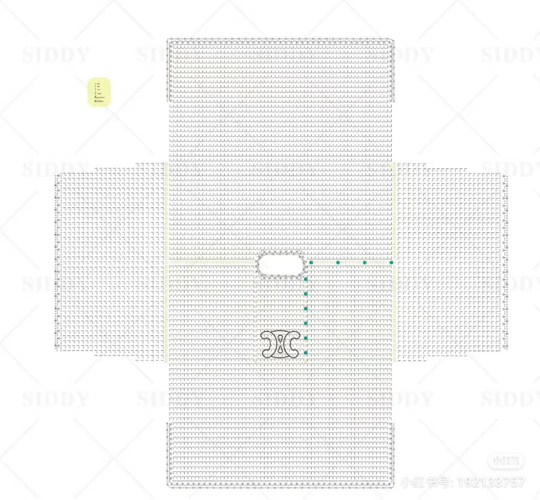 Crochet Chart for Cream Openwork Sweater Dress with Bell Sleeves and Pearl Details