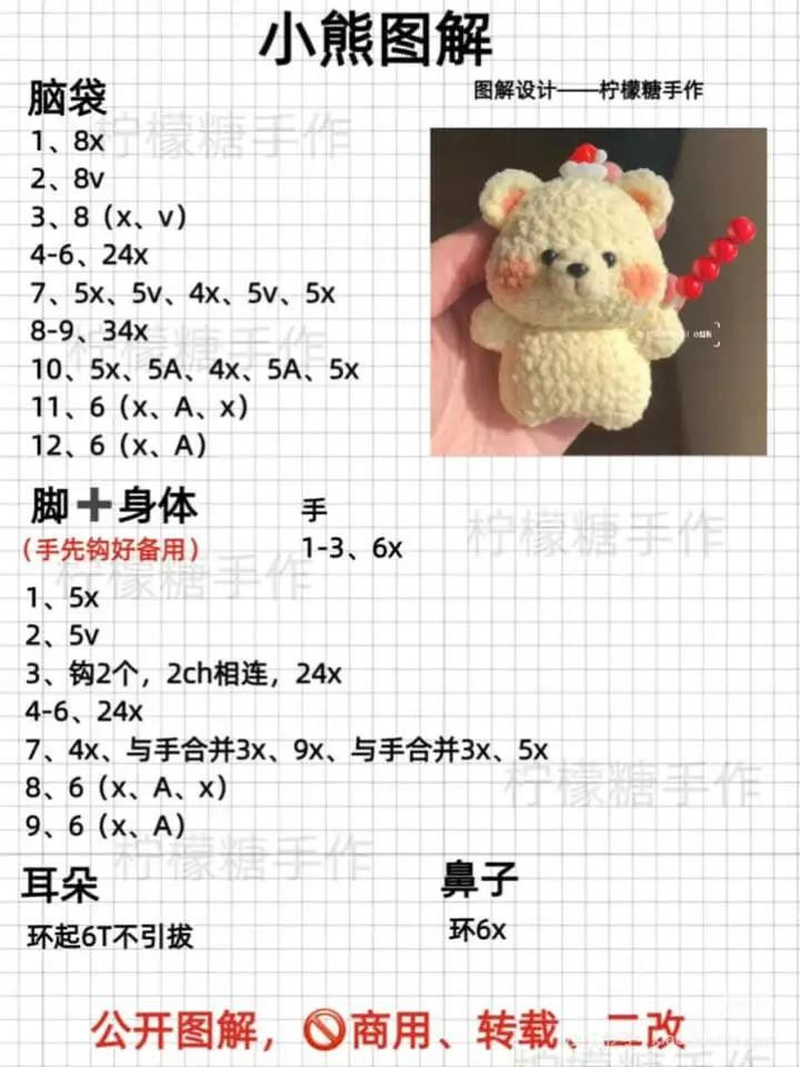 Crochet Chart for Cute Bear and Koala Amigurumi Keychains