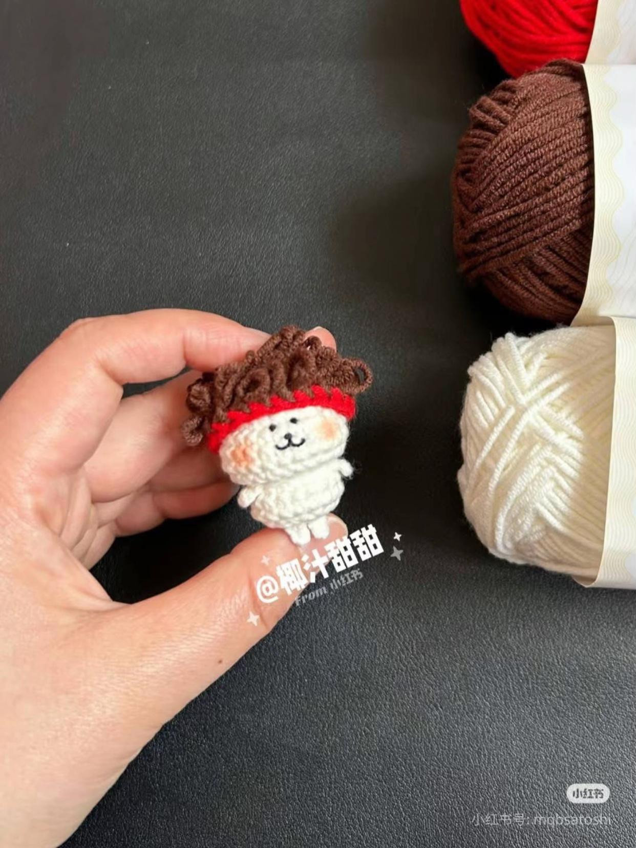 Crochet Chart for Cute Bear with Curly Hair and Red Headband