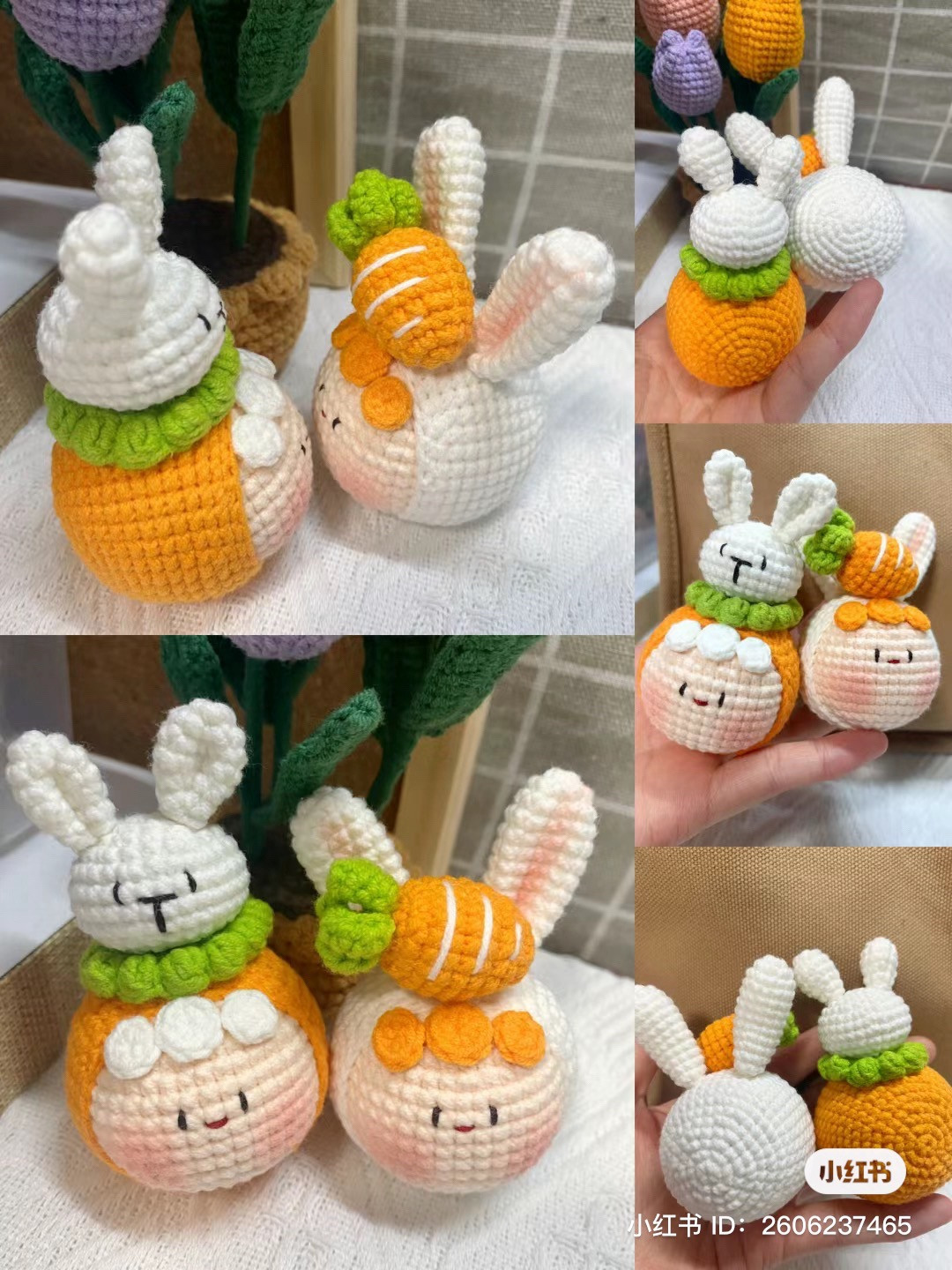 Crochet Chart for Cute Bunny Dumpling and Carrot Amigurumi Dolls