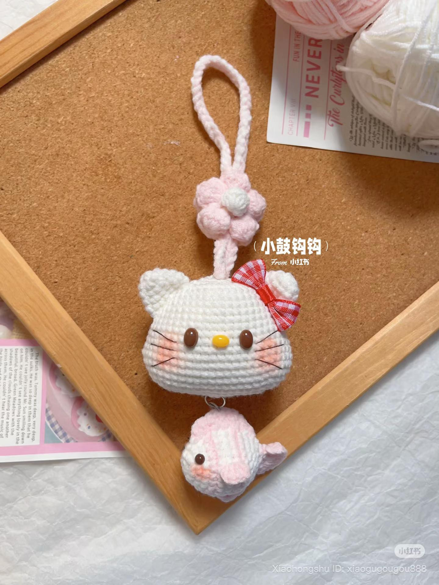 Crochet Chart for Cute Cat and Fish Keychain Amigurumi Pattern