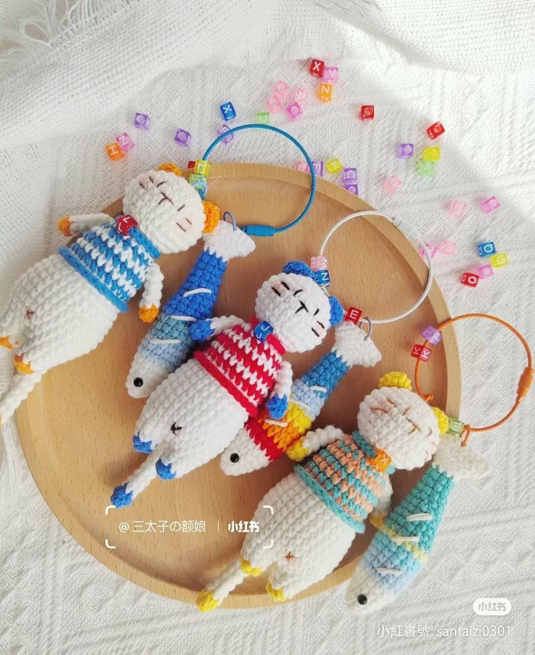 Crochet Chart for Cute Cat and Fish Keychains