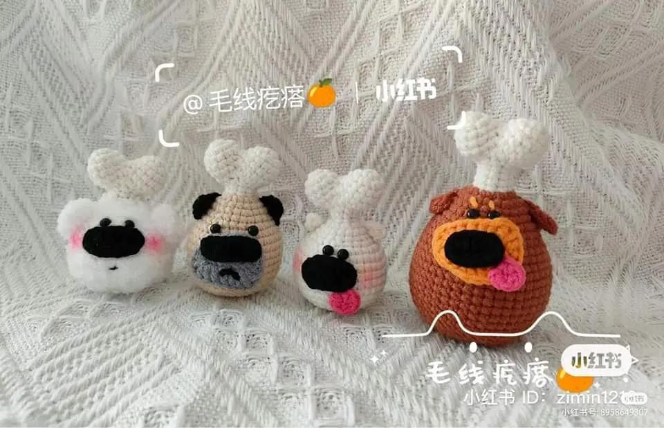 Crochet Chart for Cute Dogs: Pomeranian, Dachshund, and Pugs