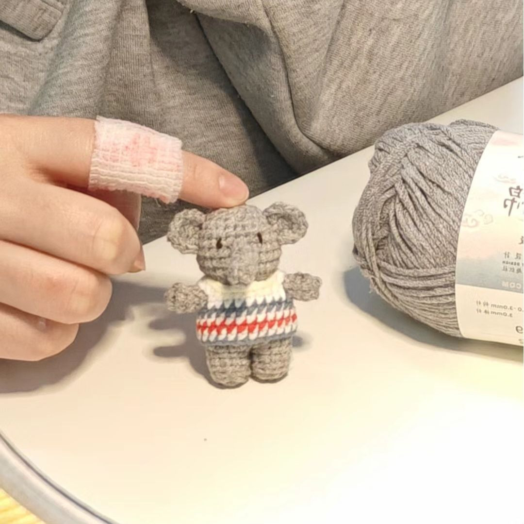 Crochet Chart for Cute Gray Bear Doll with Striped Sweater