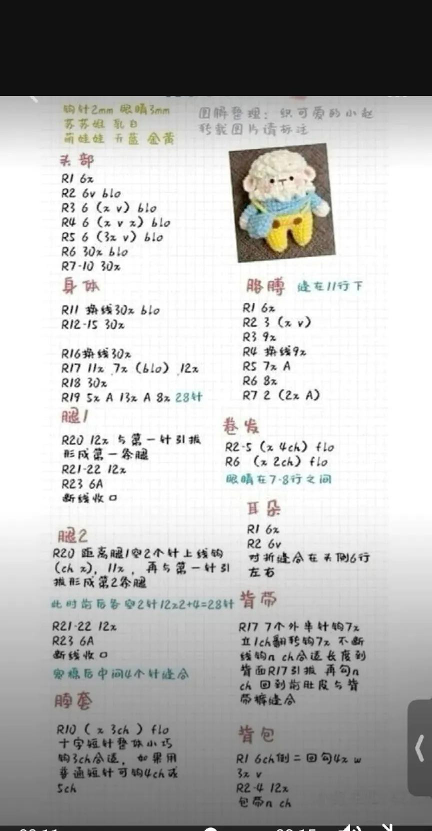 Crochet Chart for Cute Old Man Doll with Curly Hair and Glasses