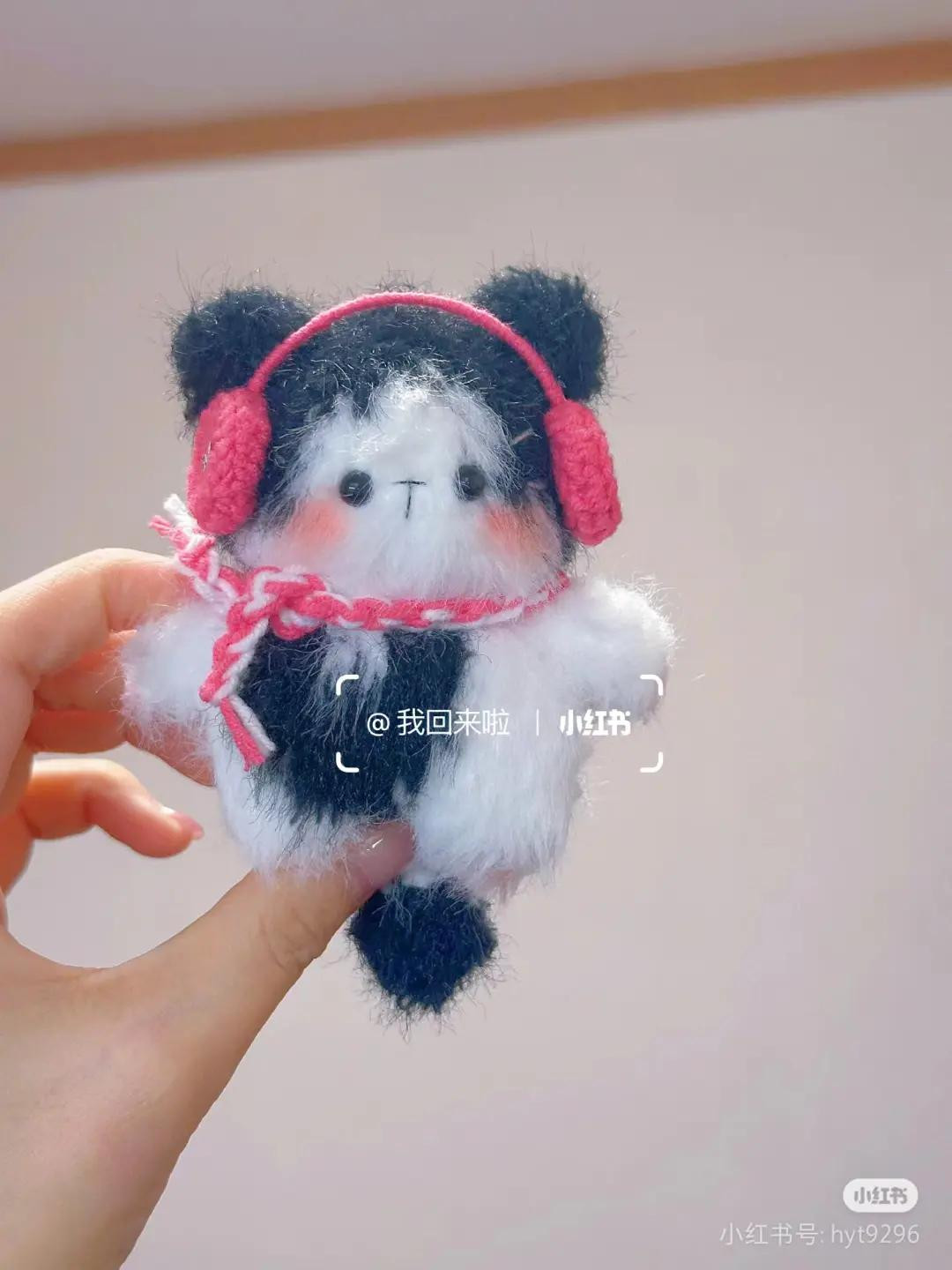 Crochet Chart for Cute Panda Amigurumi Keychain with Pink Accessories