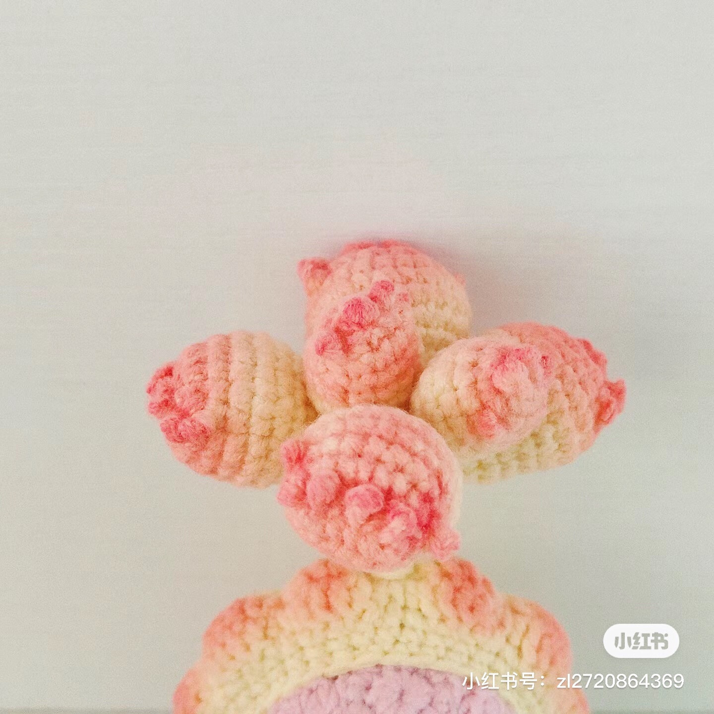 Crochet Chart for Cute Pink Bear Dumpling Amigurumi with Flower Top