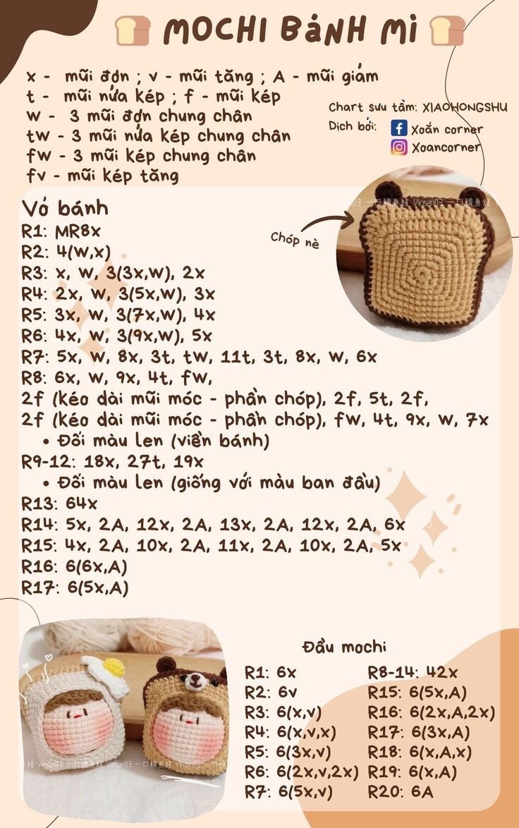 Crochet Chart for Donut with Dango Toppings