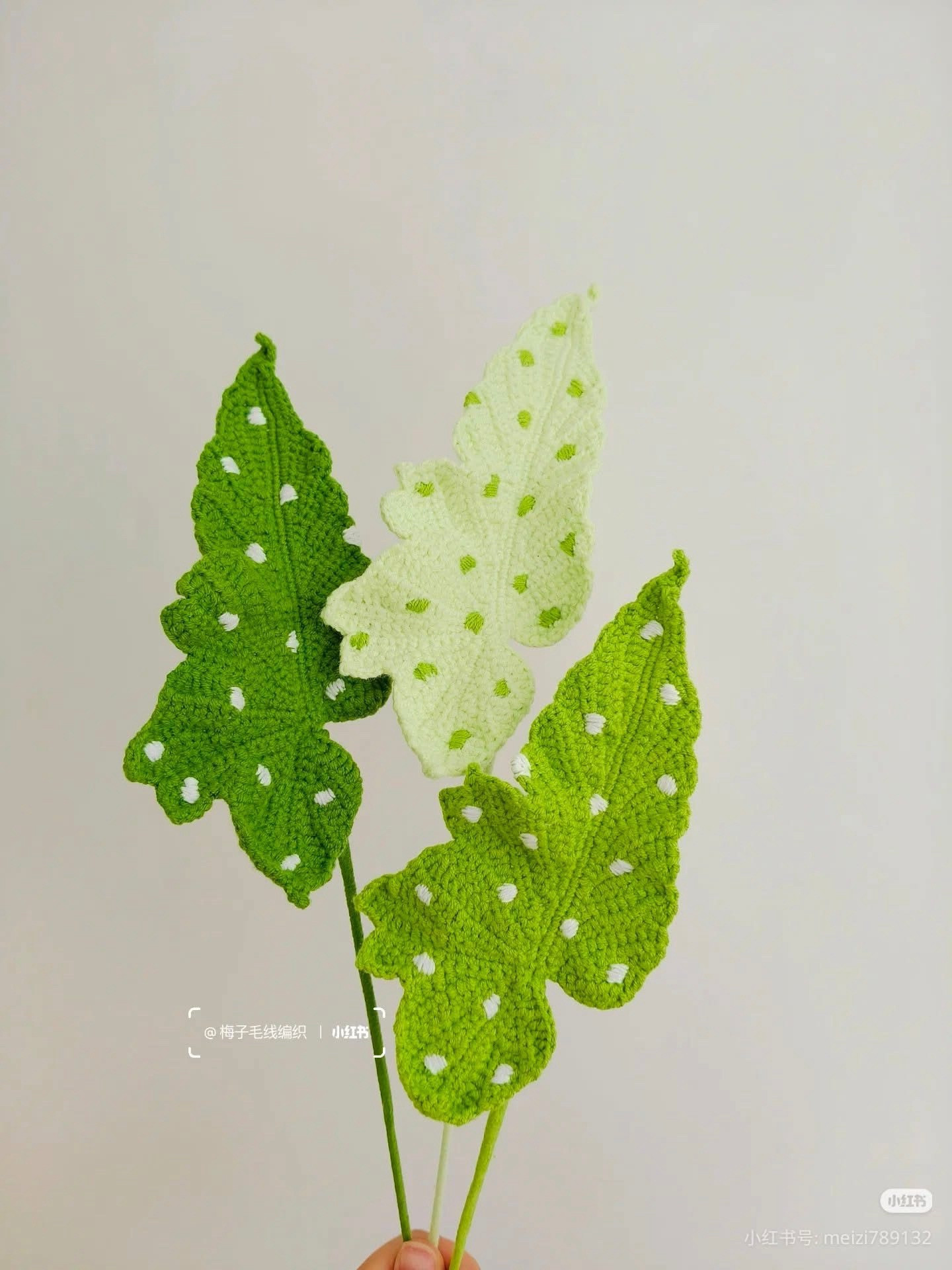 Crochet Chart for Green Variegated Leaves with White Spots