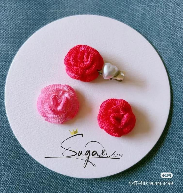 Crochet Chart for Mini Afghan Stitch Rose Flower Clip