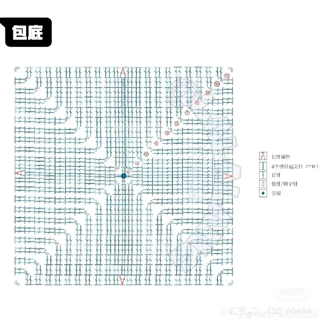 Crochet Chart for Mini Drawstring Bag with Tree Pattern