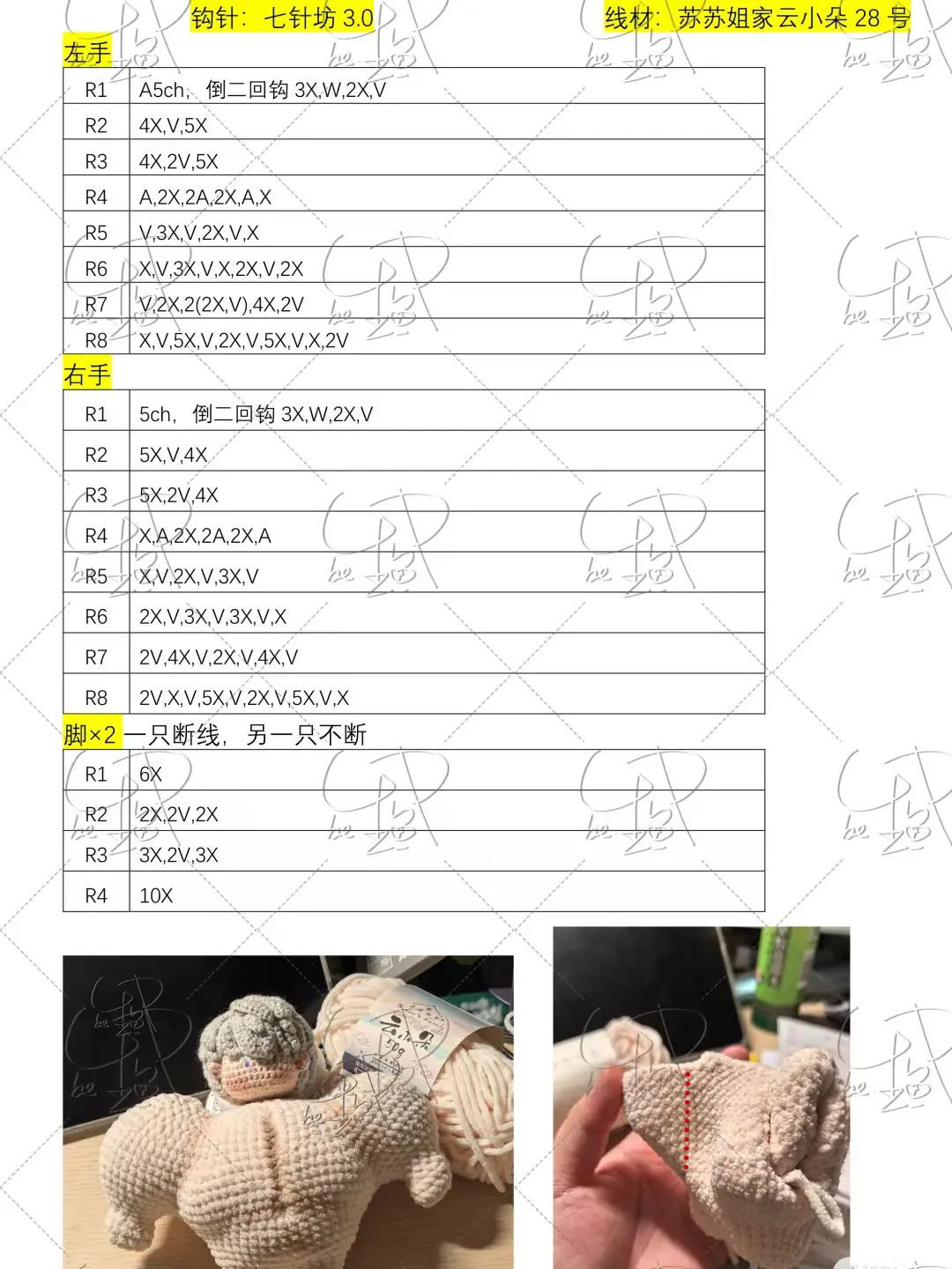 Crochet Chart for Muscular Man Doll Pattern
