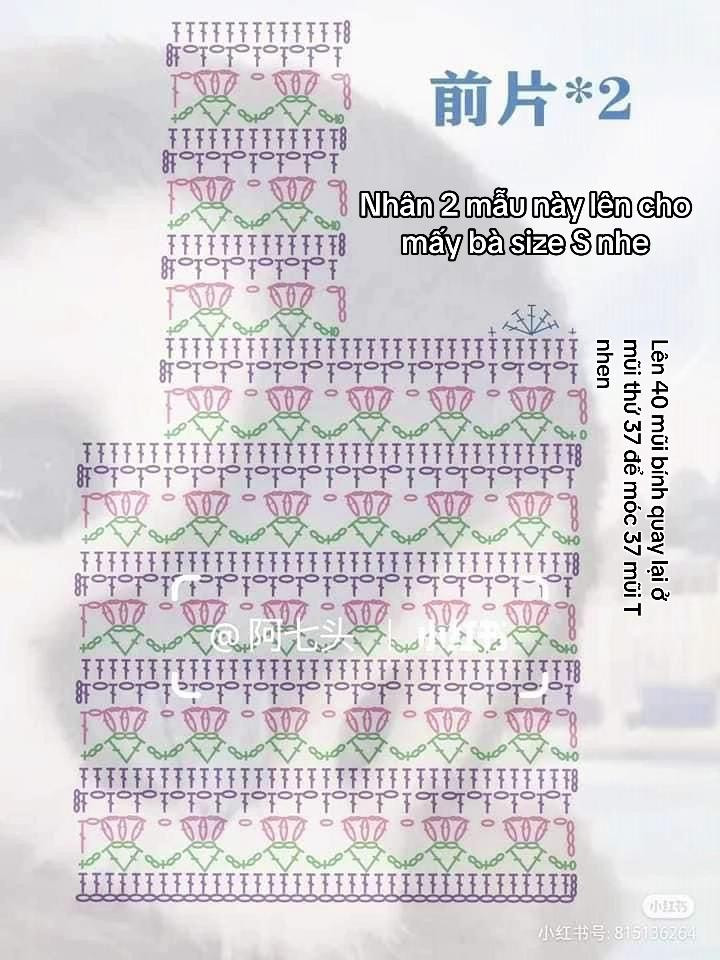 Crochet Chart for Pastel Floral Top with Puff Sleeves