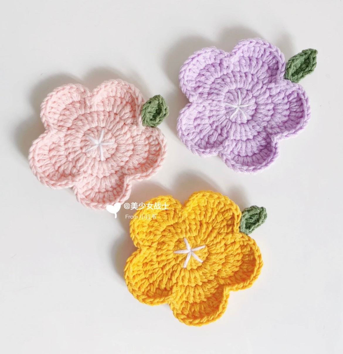 Crochet Chart for Pastel Peach Blossom Flower Coasters