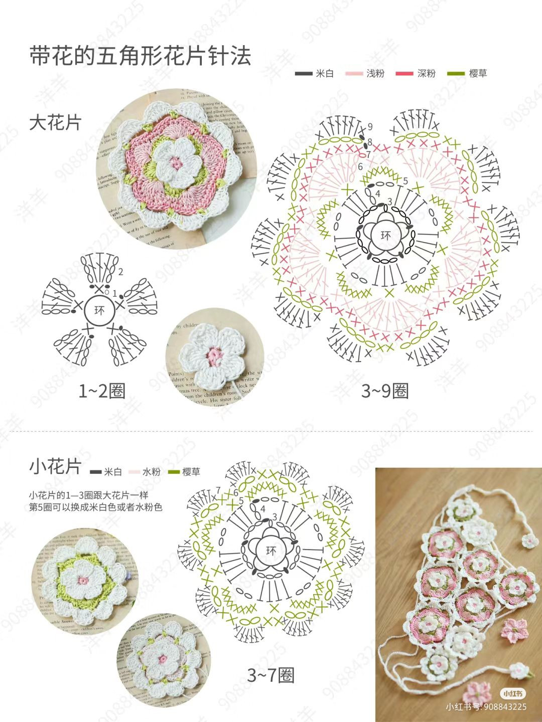 Crochet Chart for Pink Cherry Blossom Flower Bag and Accessories