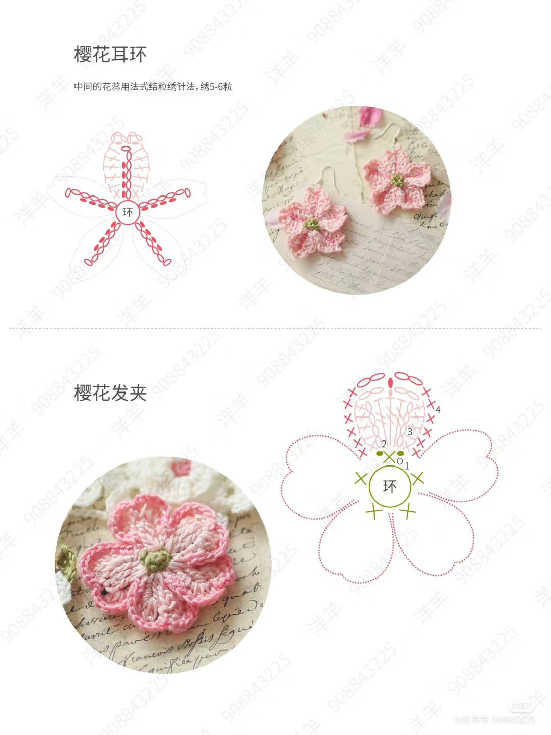 Crochet Chart for Pink Cherry Blossom Flower Bag and Accessories
