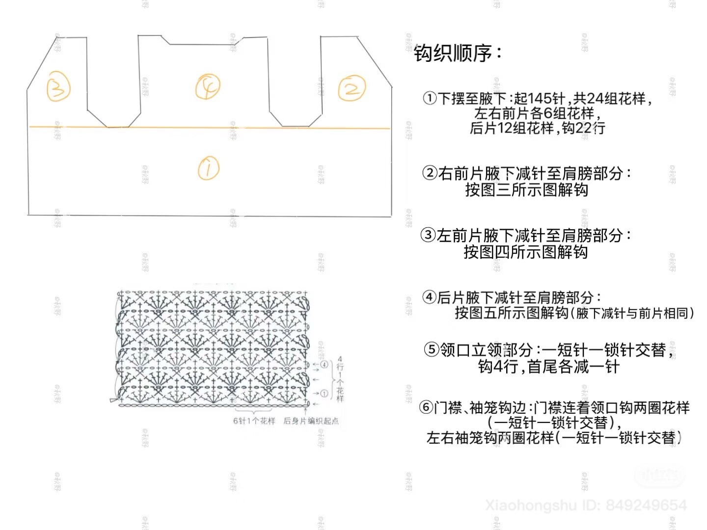 Crochet Chart for Pink Ombre Chinese Style Gilet