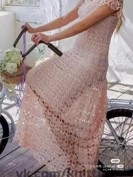 Crochet chart for red openwork top and pastel rainbow dress with detailed pattern symbols