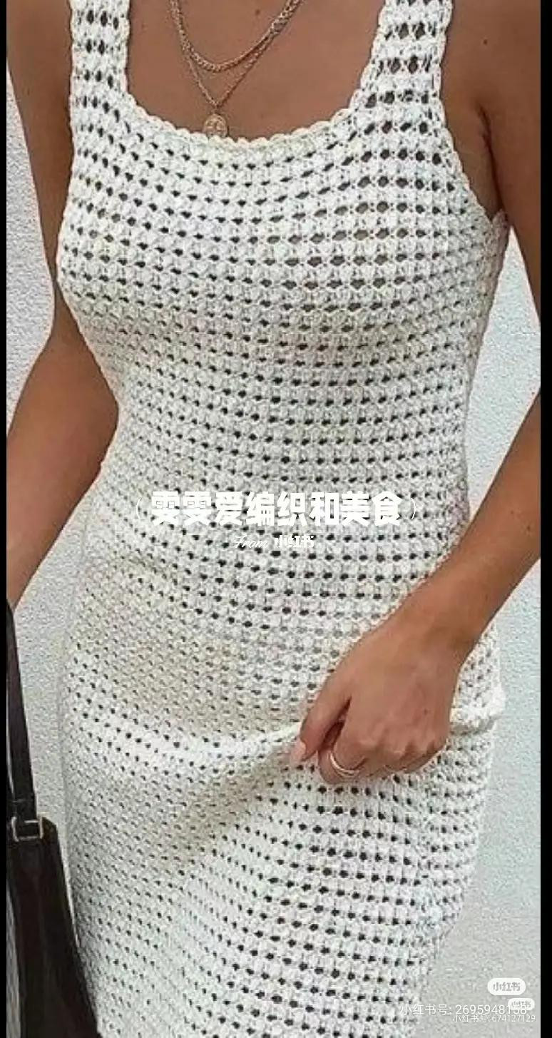 Crochet chart for red openwork top and pastel rainbow dress with detailed pattern symbols