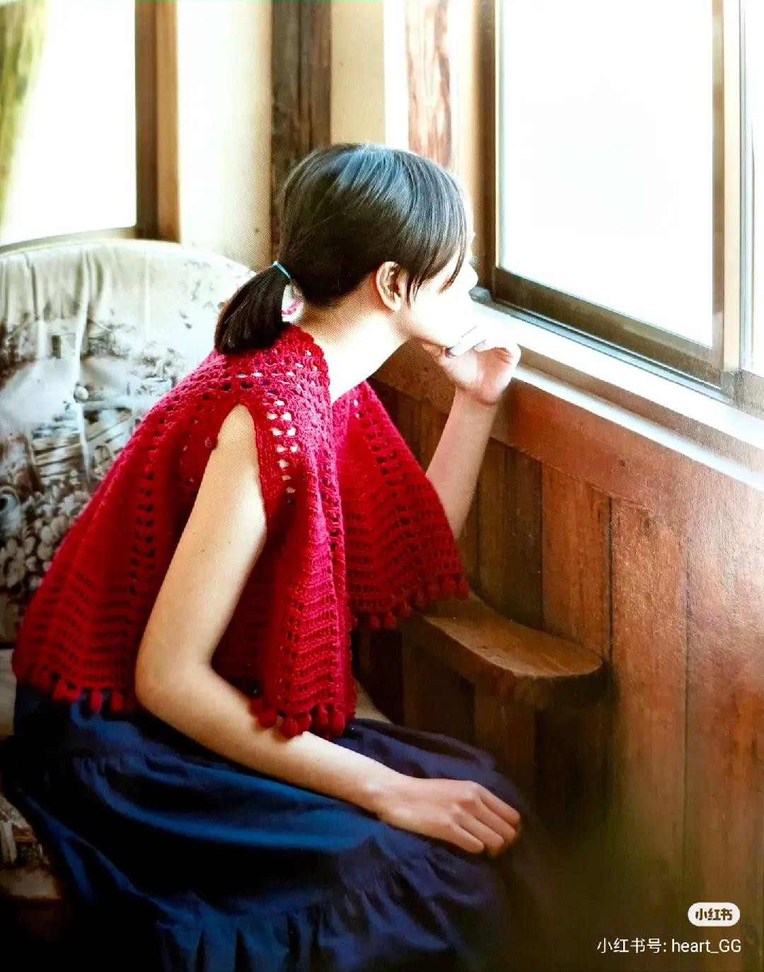 Crochet chart for red openwork top and pastel rainbow dress with detailed pattern symbols