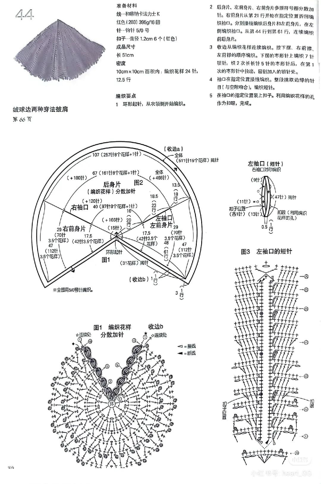 Crochet chart for red openwork top and pastel rainbow dress with detailed pattern symbols