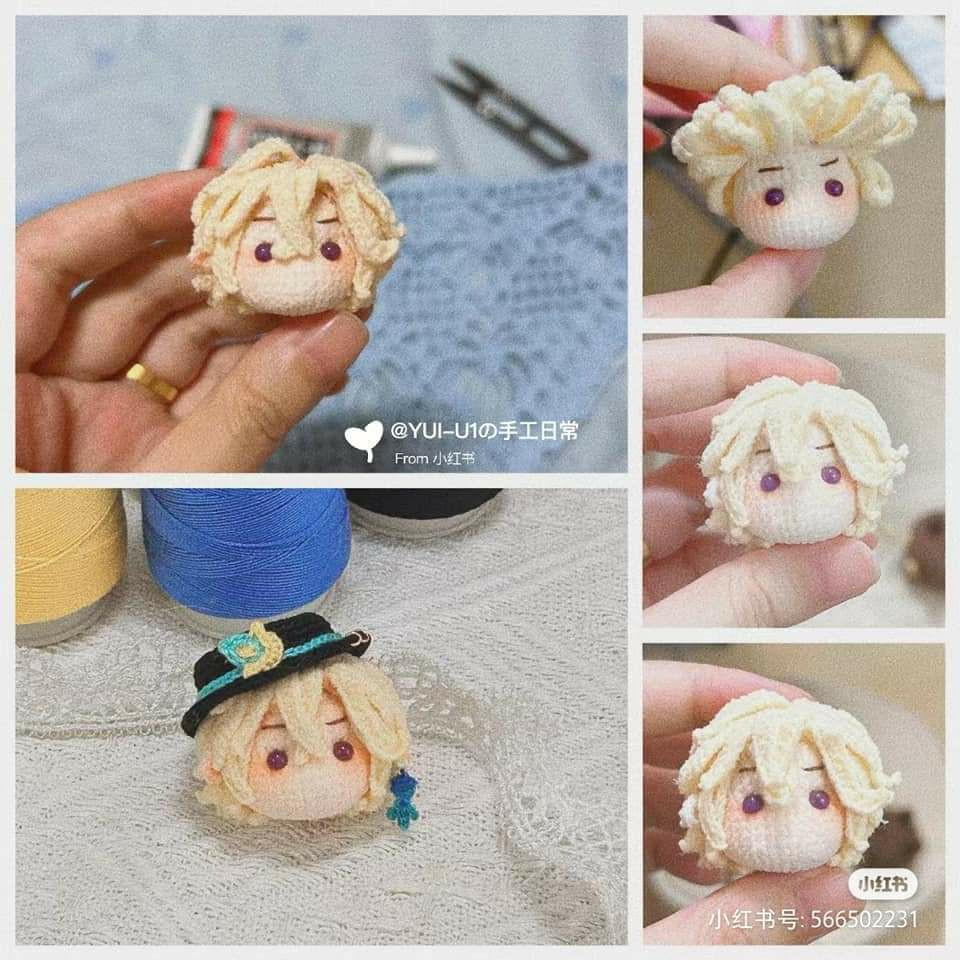 Crochet Chart for Sand Gold Doll Head and Hair