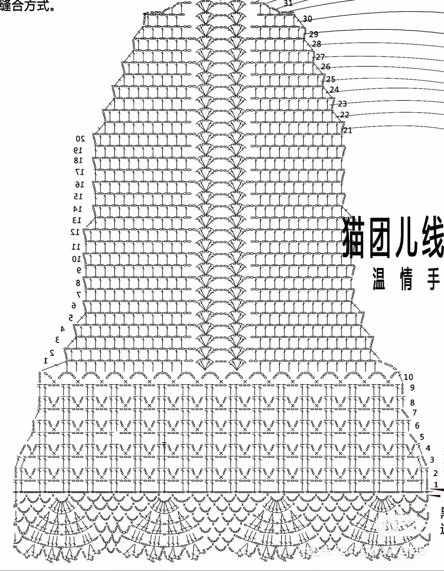 Crochet Chart for White Floral Mesh Long Sleeve Top