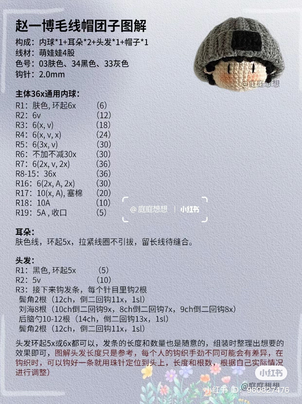 Crochet Chart for Zhao Yibo and He Haonan Mochi Dolls with Hats