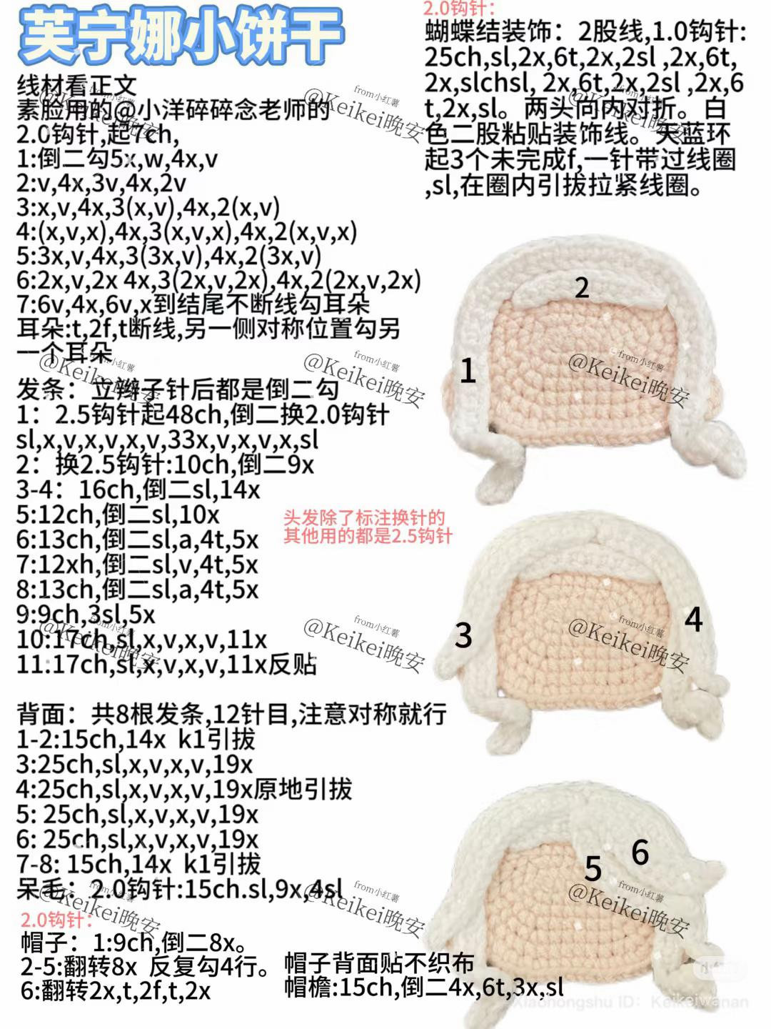 Crochet Chart: Furina Cookie Amigurumi Keychain Pattern