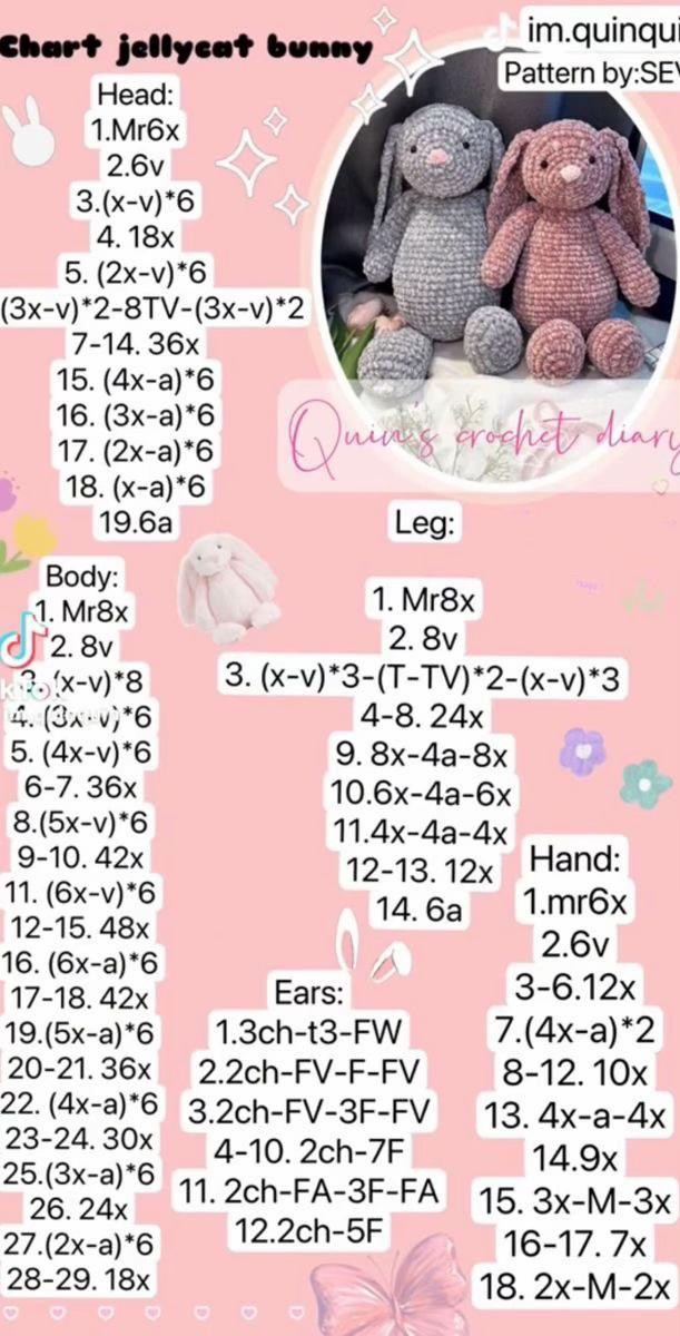 Crochet Chart Jellycat Bunny Pattern
