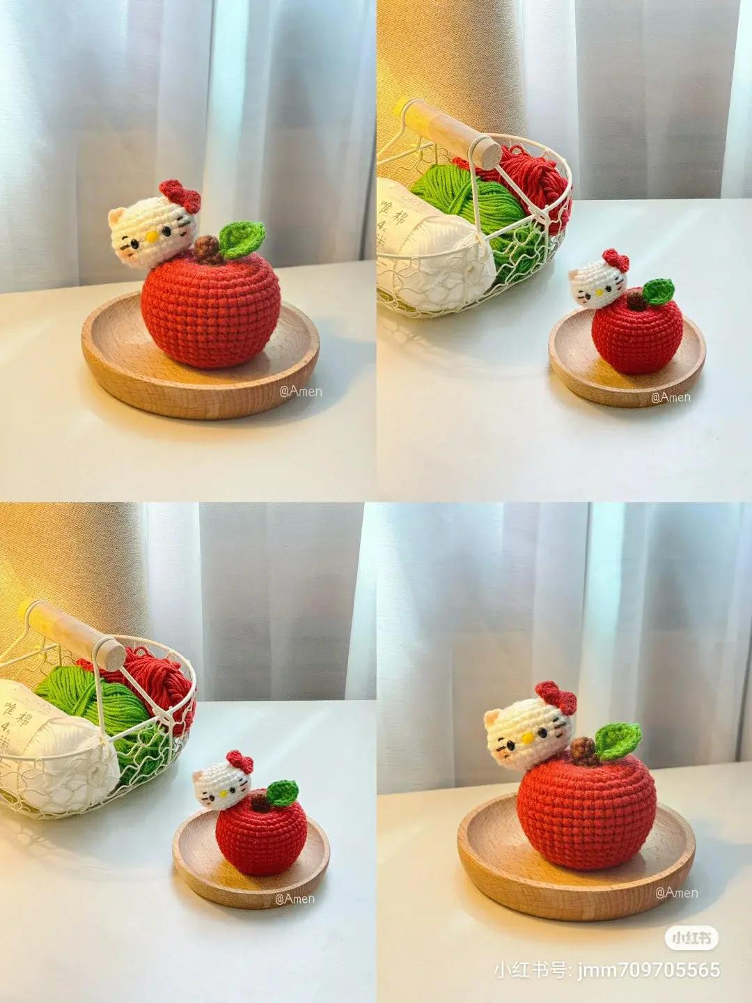 Crochet Chart: Mini Hello Kitty on Red Apple
